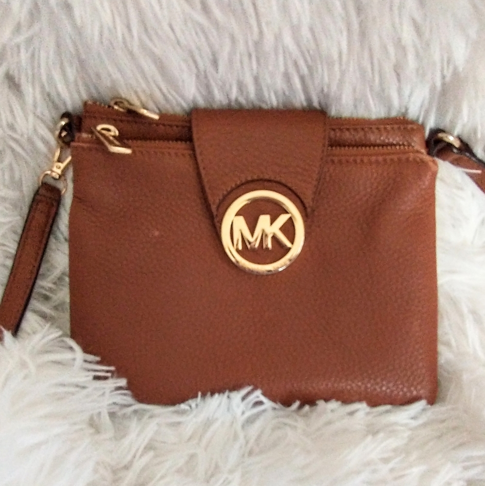 Michael Kors Crossbody Fulton Bag  light Brown Leather